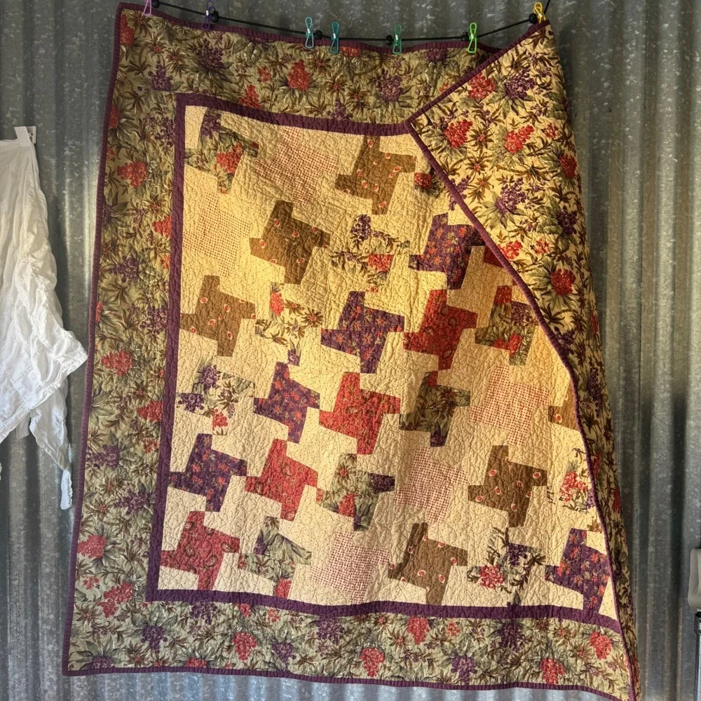 Handmade Patchwork Floral Quilt Blanket 54